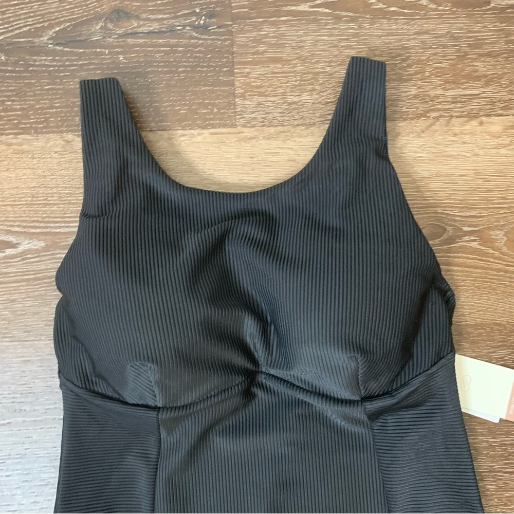 Calia high support one piece swimsuit pure black rib 10 NWT - Picture 3 of 11
